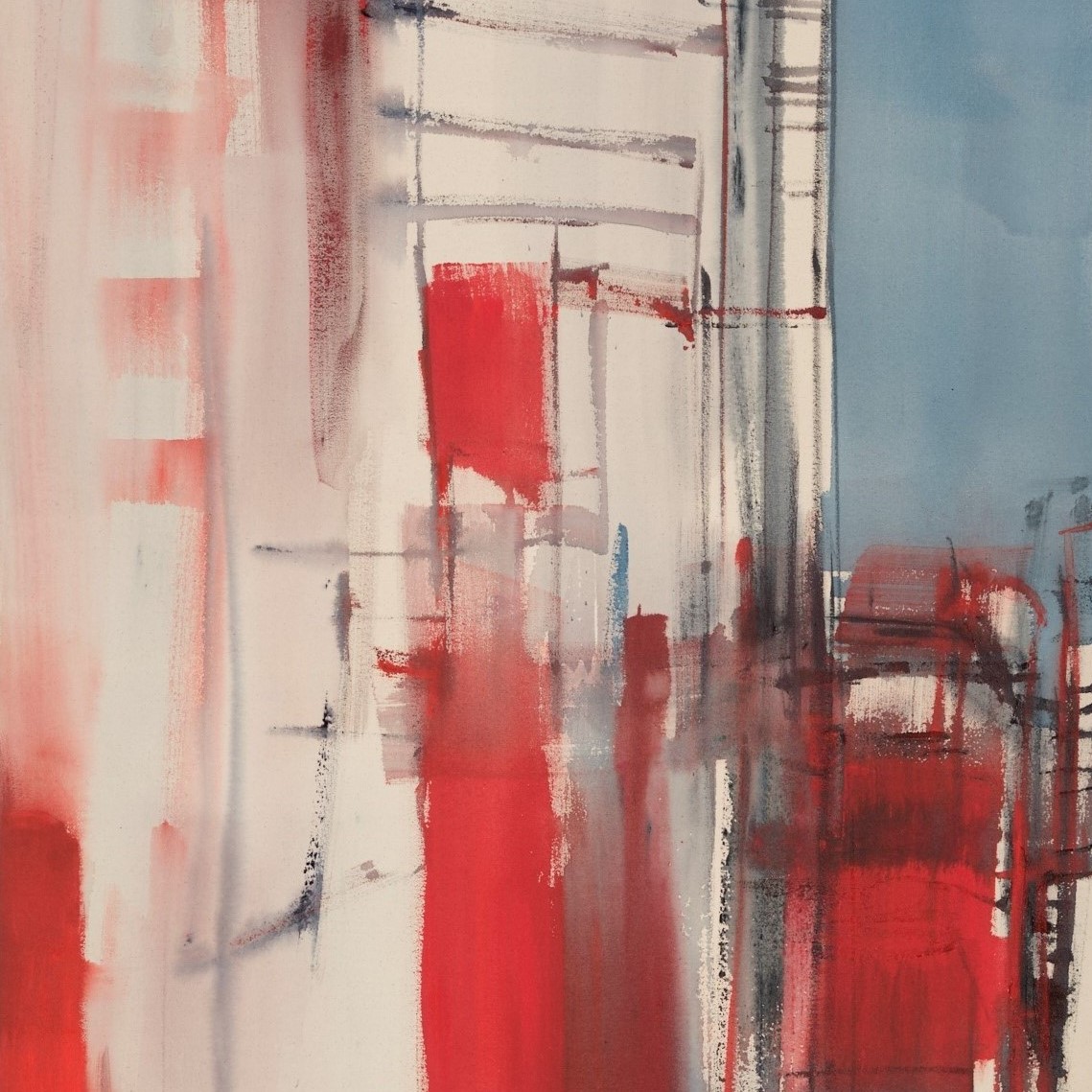 絵画　ＷＦ３サイズ　津久見章　街角のレストラン（横）　画歴書及びサイン入 58854-437-
